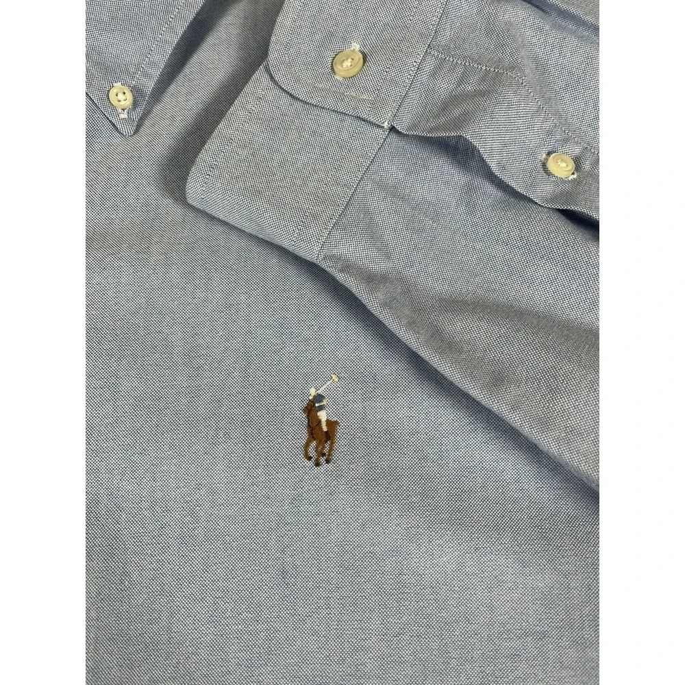 Polo Ralph Lauren Blue Oxford Cotton‎ L/S Btn Dwn Shirt W Flesh Pony Men's XL